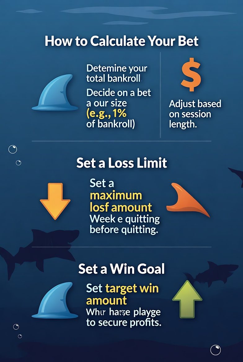 Example of bankroll management in Razor Shark with calculation of stakes and limits