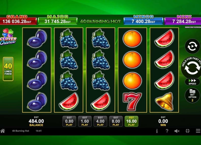 Интерфейс игрового автомата Burning Hot 40 в Pokerdom