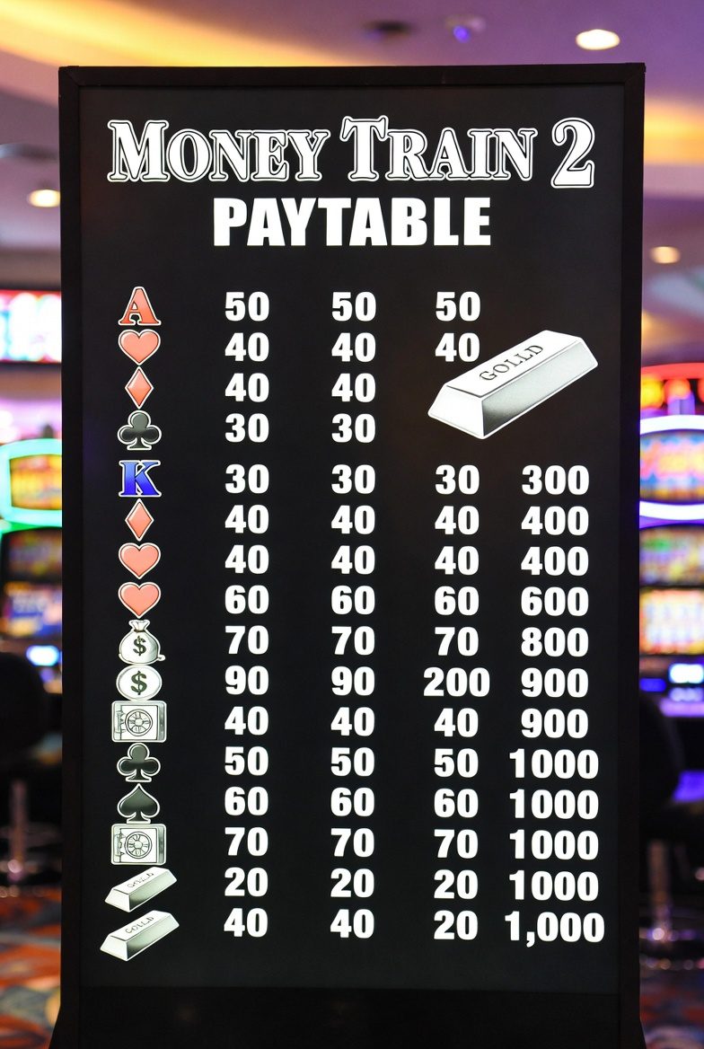 Таблица выплат символов в Money Train 2