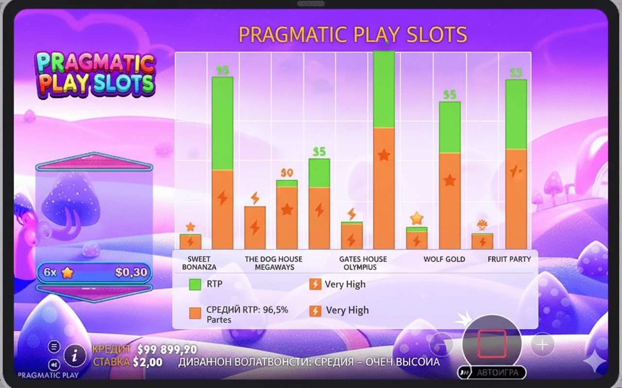 Сравнение RTP и волатильности слотов Pragmatic Play