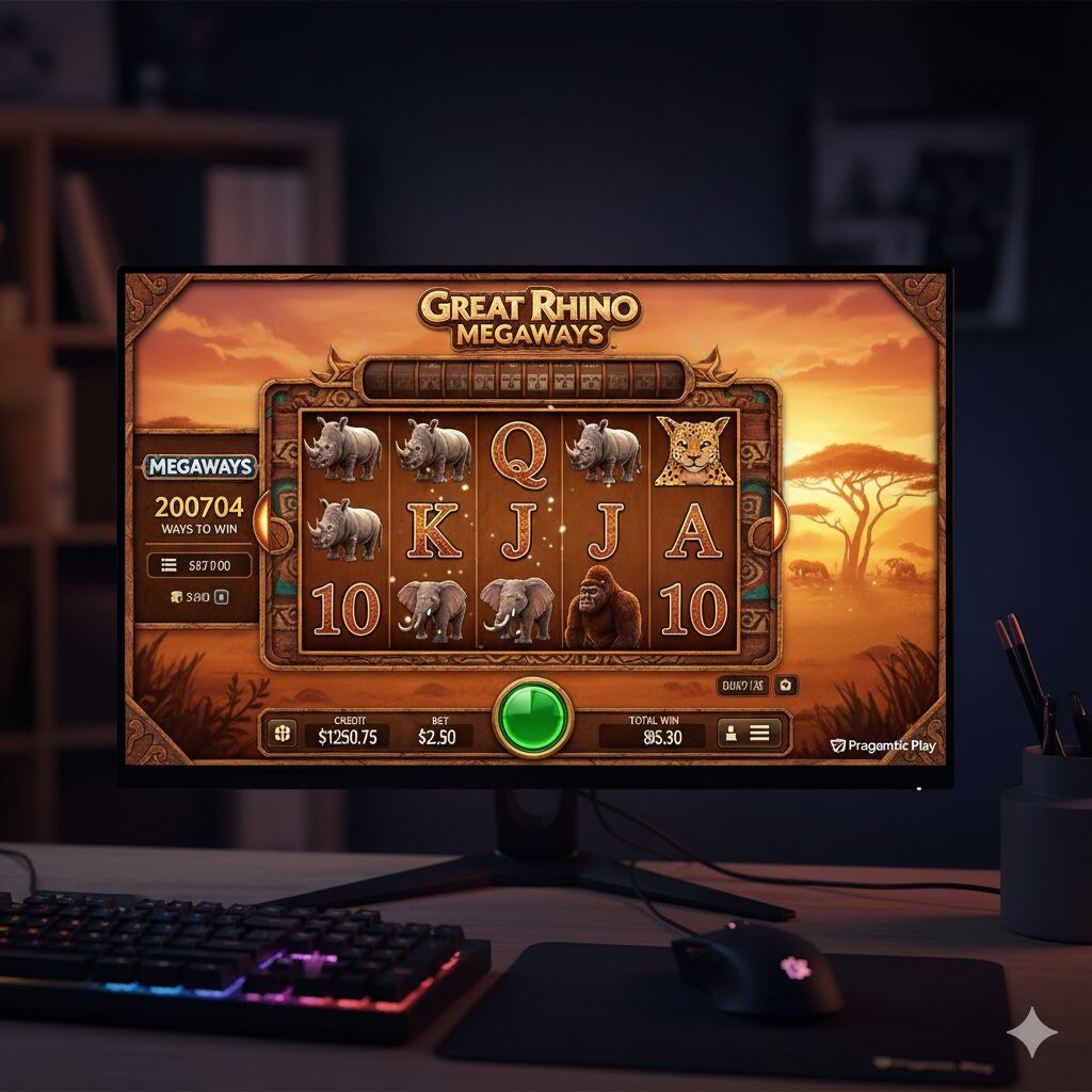 Графика и интерфейс слота Great Rhino Megaways