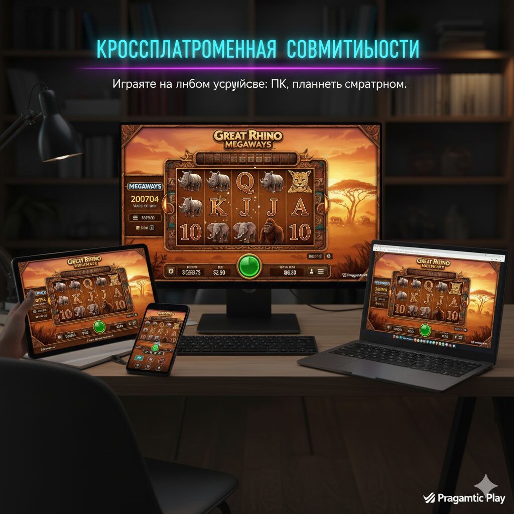 Кроссплатформенная совместимость слота Great Rhino Megaways