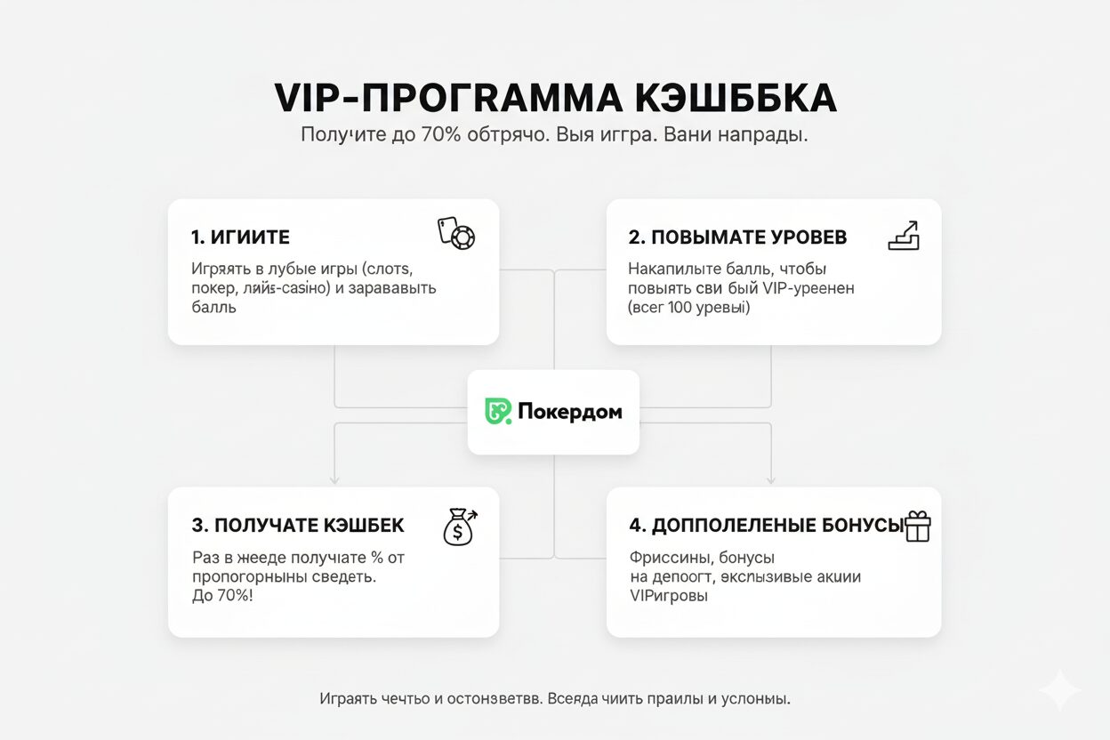 Схема VIP-программы кэшбэка в Pokerdom