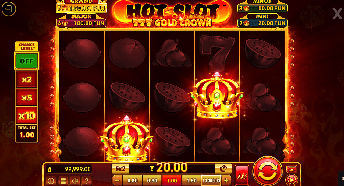 Diagram of five paylines in Hot Slot 777 Crown slot from Wazdan