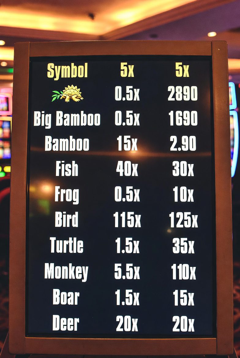 Таблица выплат символов в слоте Big Bamboo на Pokerdom