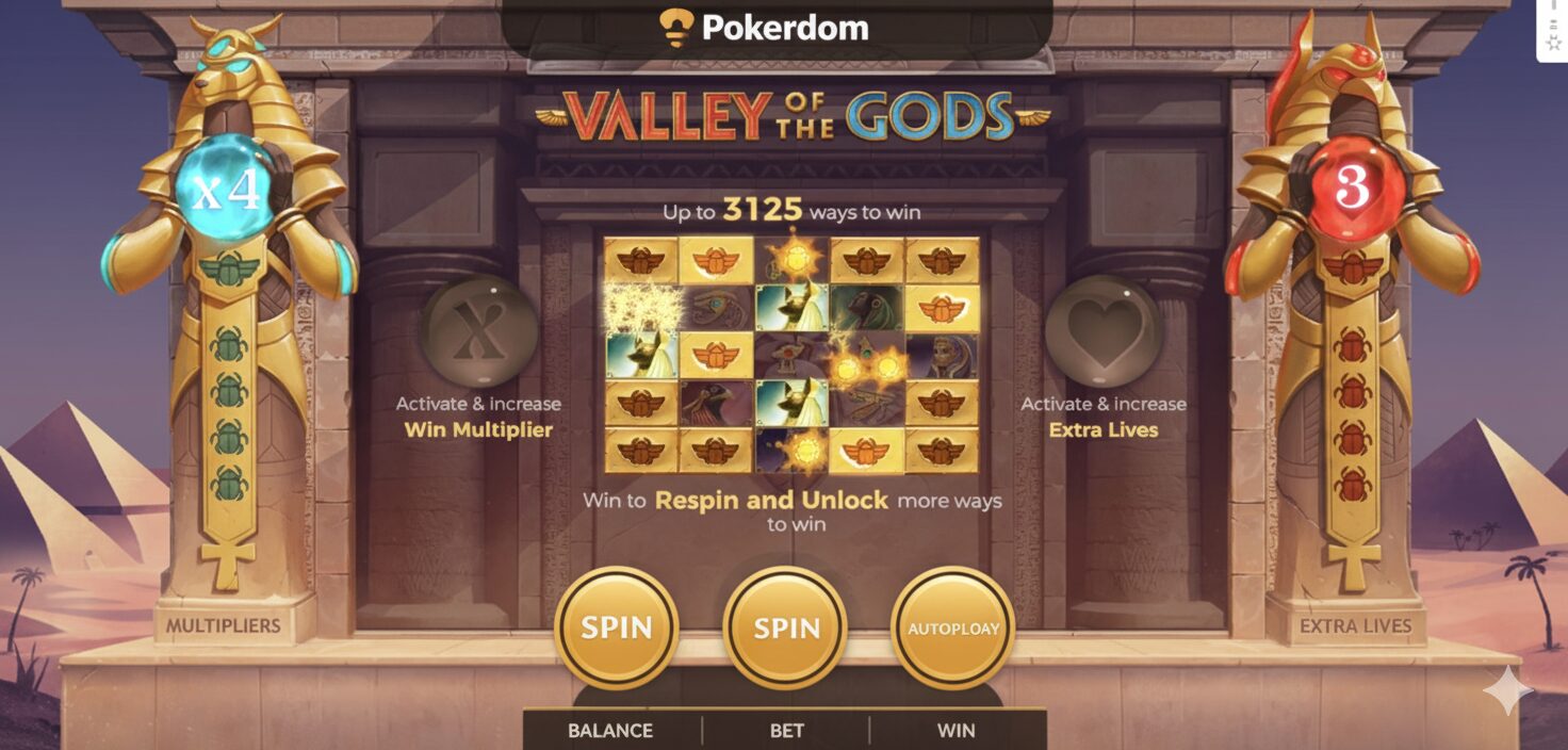 Мобильная версия слота Valley of the Gods в Pokerdom