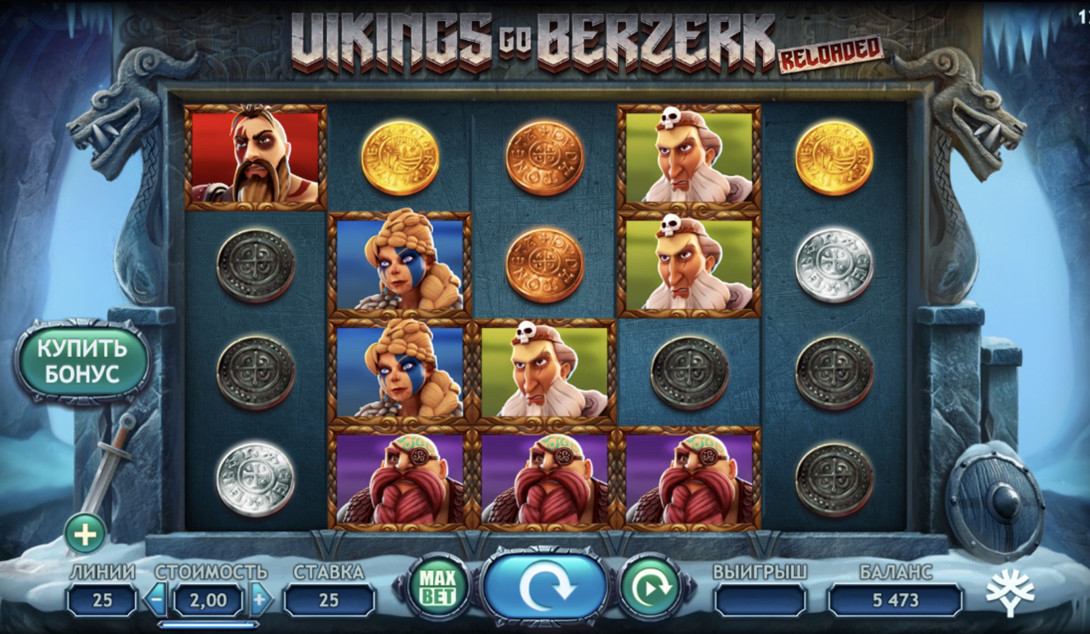 Интерфейс слота Vikings Go Berzerk на мобильном устройстве