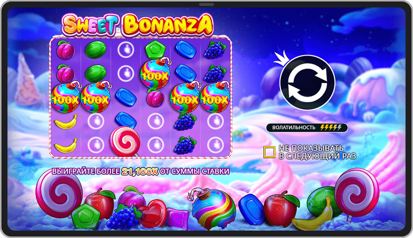 интерфейс игрового автомата Sweet Bonanza от Pragmatic Play