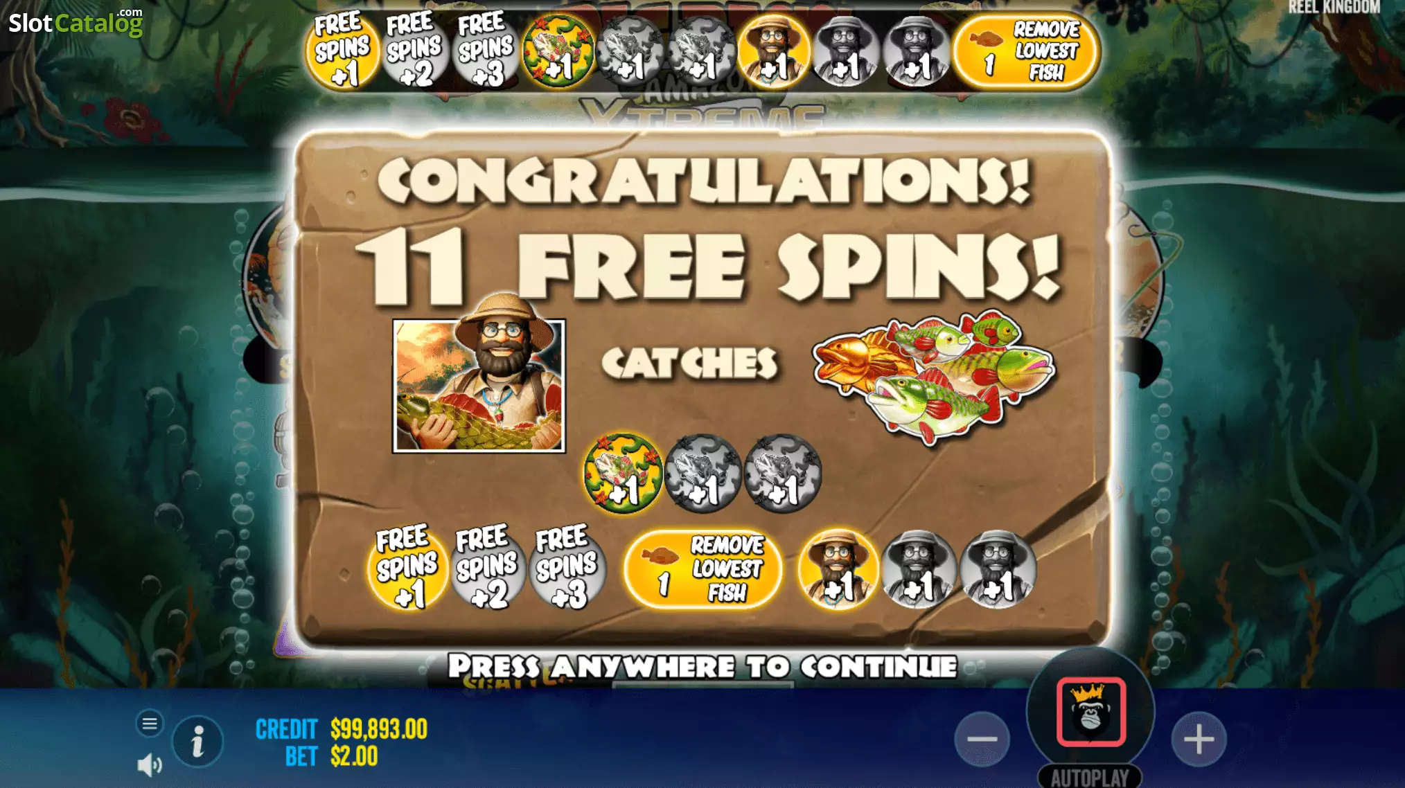 Bonus round with multipliers in Big Bass Amazon Xtreme